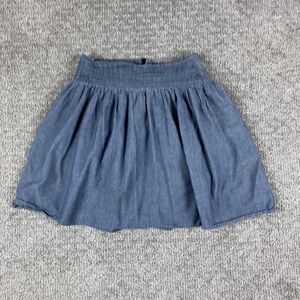 Dolan Skirt Womens 4 Blue Mini Flared High Waist Boho Cottage Chambray Casual